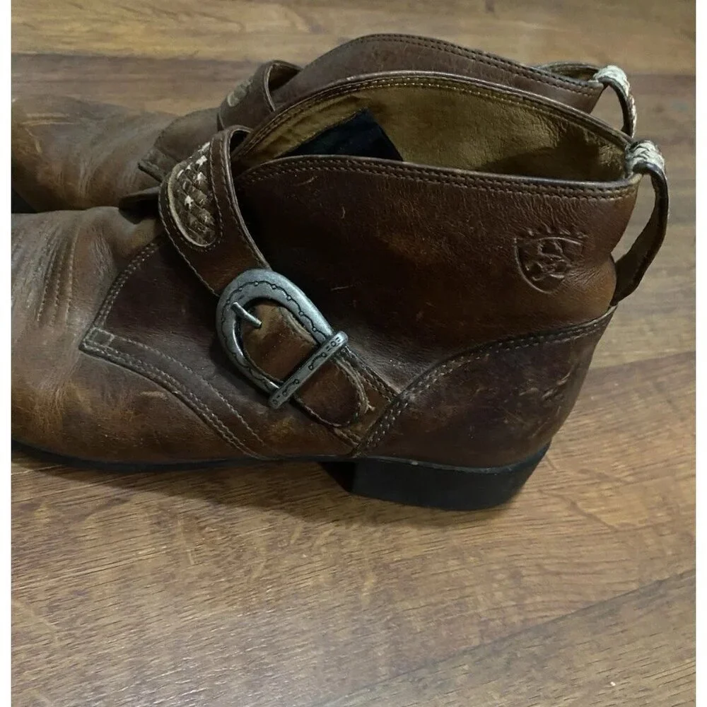 Ariat Brown Distressed Soft Leather Western Ankle Boots Women's Sz 8 - Picture 3 of 5
